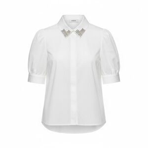 Jason Wu White Shirt with Sparkling Silver Details